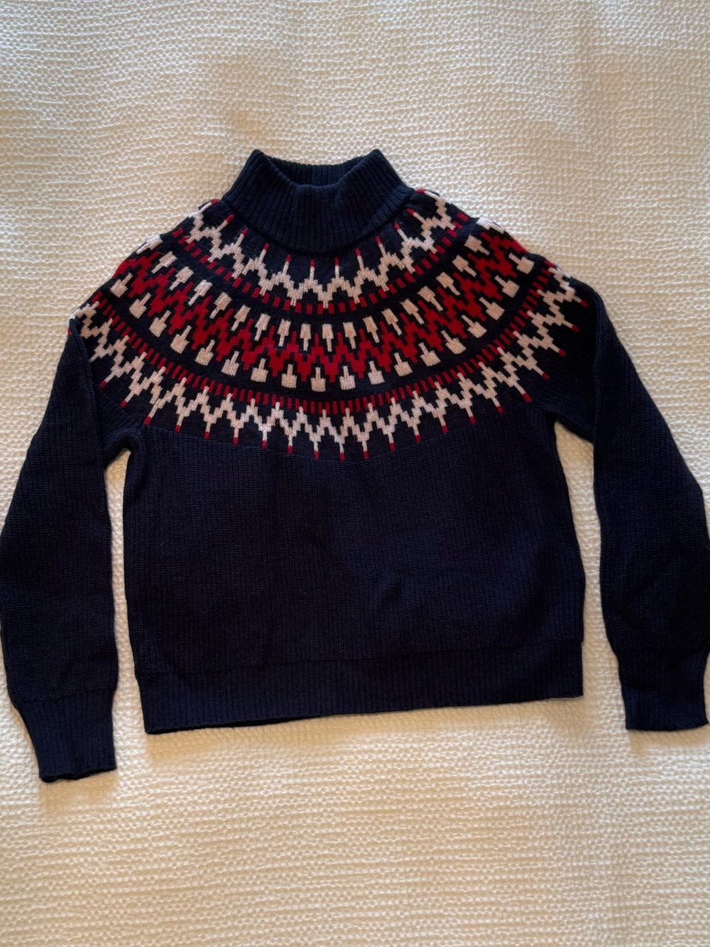 NWT J.Crew | Navy Fair Isle Turtleneck Sweater | Navy and Red | Size = XS